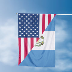 American Guatemalan Flag, US And Guatemala Polyester Friendship Blend Together Style 3