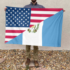 American Guatemalan Flag, US And Guatemala Polyester Friendship Blend Together Style 4