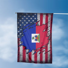 American Haitian Flag, US And Haiti Polyester The Scratch Style 3