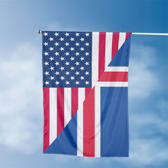 American Icelandic Flag, US And Iceland Polyester Friendship Blend Together Style 3