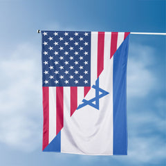 American Israeli Flag, US And Israel Polyester Friendship Blend Together Style 3