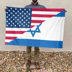 American Israeli Flag, US And Israel Polyester Friendship Blend Together Style 4