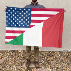 American Italian Flag, US And Italy Polyester Friendship Blend Together Style 4