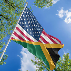 American Jamaican Flag, US And Jamaica Polyester Friendship Blend Together Style 1