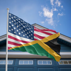 American Jamaican Flag, US And Jamaica Polyester Friendship Blend Together Style 2