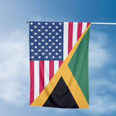 American Jamaican Flag, US And Jamaica Polyester Friendship Blend Together Style 3