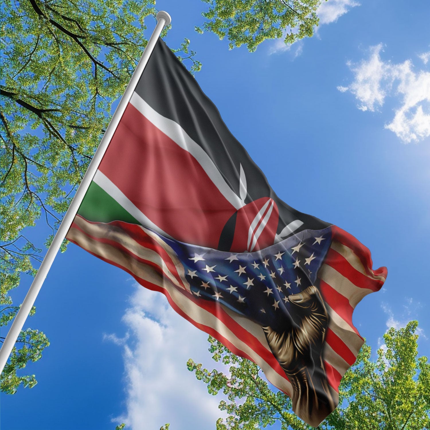 American Kenyan Flag, US And Kenya Polyester The Original Style 1