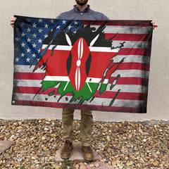 American Kenyan Flag, US And Kenya Polyester The Scratch Style 4