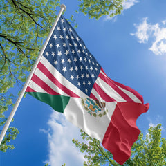 American Mexican Flag, US And Mexico Polyester Friendship Blend Together Style 1