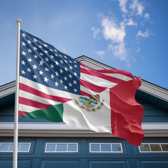 American Mexican Flag, US And Mexico Polyester Friendship Blend Together Style 2