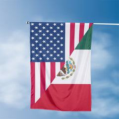 American Mexican Flag, US And Mexico Polyester Friendship Blend Together Style 3