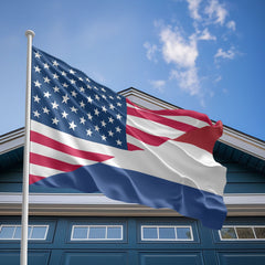 American Dutch Flag, US And Netherlands Polyester Friendship Blend Together Style 2