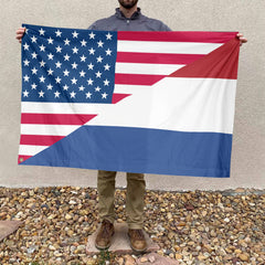 American Dutch Flag, US And Netherlands Polyester Friendship Blend Together Style 4