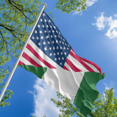 American Nigerian Flag, US And Nigeria Polyester Friendship Blend Together Style 1