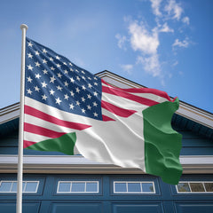 American Nigerian Flag, US And Nigeria Polyester Friendship Blend Together Style 2