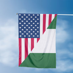 American Nigerian Flag, US And Nigeria Polyester Friendship Blend Together Style 3