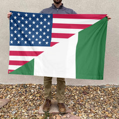 American Nigerian Flag, US And Nigeria Polyester Friendship Blend Together Style 4