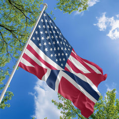 American Norwegian Flag, US And Norway Polyester Friendship Blend Together Style 1