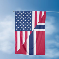 American Norwegian Flag, US And Norway Polyester Friendship Blend Together Style 3