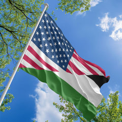 American Palestinian Flag, US And Palestine Polyester Friendship Blend Together Style 1