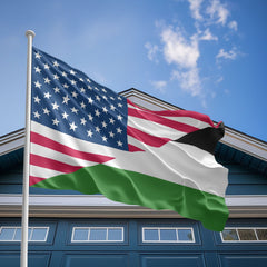 American Palestinian Flag, US And Palestine Polyester Friendship Blend Together Style 2