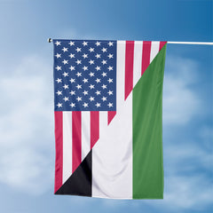 American Palestinian Flag, US And Palestine Polyester Friendship Blend Together Style 3