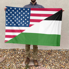 American Palestinian Flag, US And Palestine Polyester Friendship Blend Together Style 4