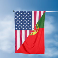 American Portuguese Flag, US And Portugal Polyester Friendship Blend Together Style 3