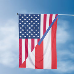 American Puerto Rican Flag, US And Puerto Rico Polyester Friendship Blend Together Style 3