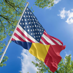 American Romanian Flag, US And Romania Polyester Friendship Blend Together Style 1