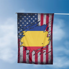 American Romanian Flag, US And Romania Polyester The Scratch Style 3