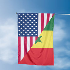 American Senegalese Flag, US And Senegal Polyester Friendship Blend Together Style 3