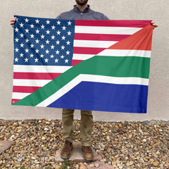 American South African Flag, US And South Africa Polyester Friendship Blend Together Style 4