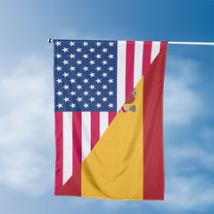 American Spanish Flag, US And Spain 1 Polyester Friendship Blend Together Style 3