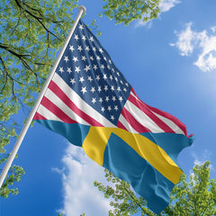 American Swedish Flag, US And Sweden Polyester Friendship Blend Together Style 1