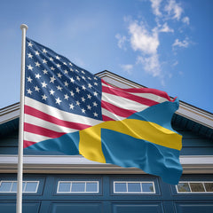 American Swedish Flag, US And Sweden Polyester Friendship Blend Together Style 2