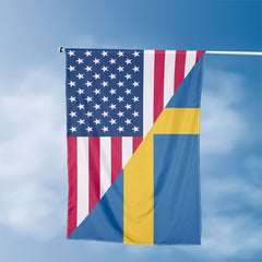 American Swedish Flag, US And Sweden Polyester Friendship Blend Together Style 3