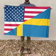 American Swedish Flag, US And Sweden Polyester Friendship Blend Together Style 4