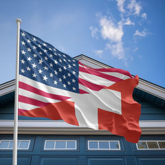 American Swiss Flag, US And Switzerland Polyester Friendship Blend Together Style 2