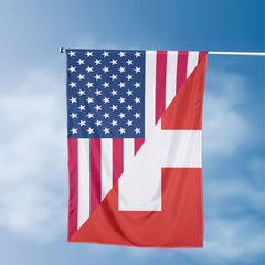 American Swiss Flag, US And Switzerland Polyester Friendship Blend Together Style 3