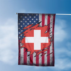 American Swiss Flag, US And Switzerland Polyester The Scratch Style 3