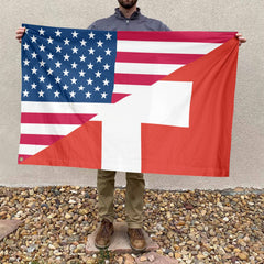 American Swiss Flag, US And Switzerland Polyester Friendship Blend Together Style 4