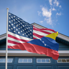 American Venezuelan Flag, US And Venezuela Polyester Friendship Blend Together Style 2