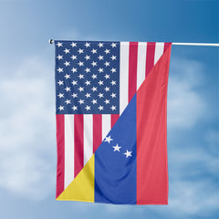 American Venezuelan Flag, US And Venezuela Polyester Friendship Blend Together Style 3