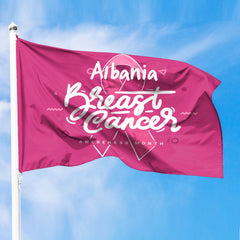 Albania Breast Cancer Awareness Month Premium Flag